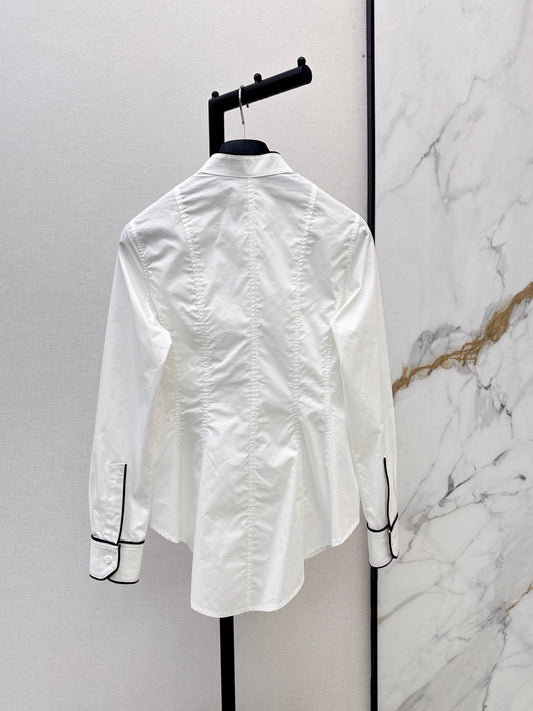 26FW New White Shirt with Contrast-Trim Stand Collar 🤍