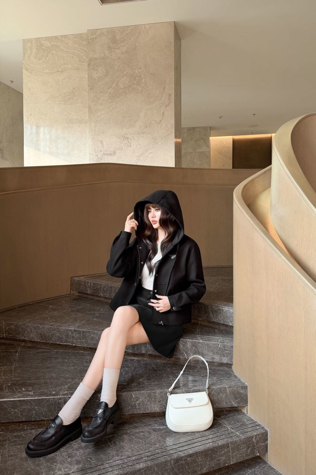 26FW New Wool Coat with Triangular Logo Detail 🖤