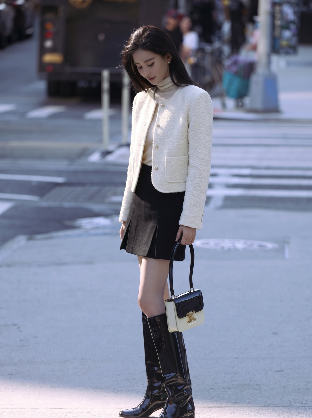 26FW New Cream-Colored Cropped Knit Jacket 🤍