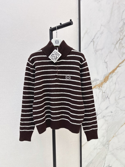 26FW New Half-Placket Striped Knit Top 🤍🤎