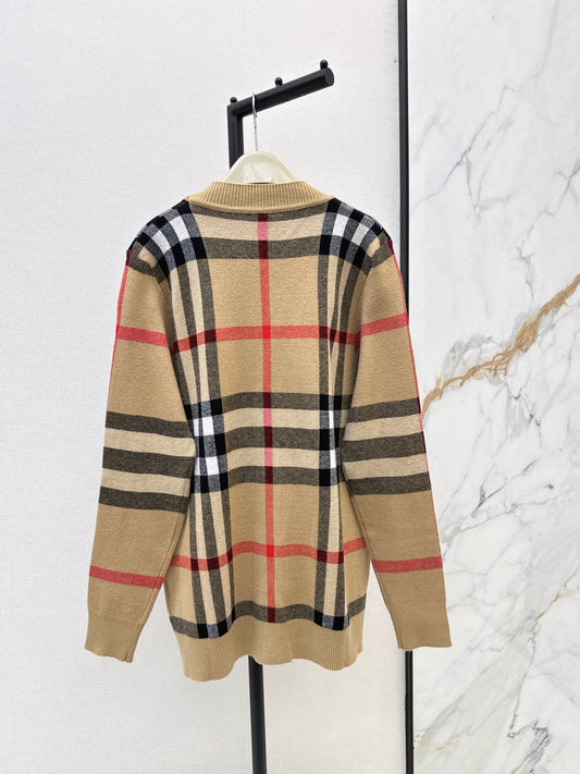 26FW New V-neck Vintage Plaid Wool Knit Cardigan 🤎