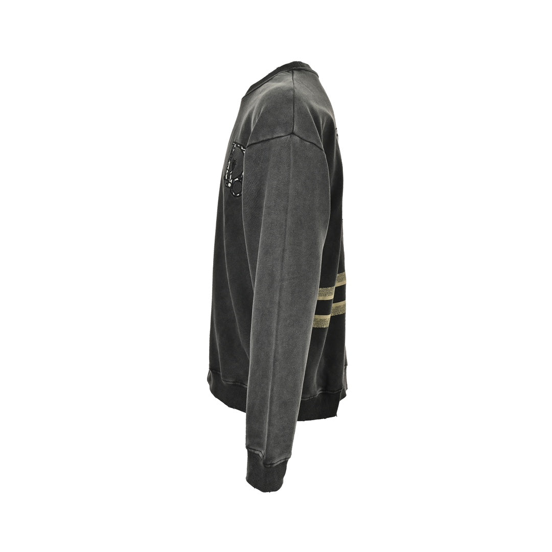 Sweatshirt mit Rundhalsausschnitt und gesticktem Logo in verwaschener Optik