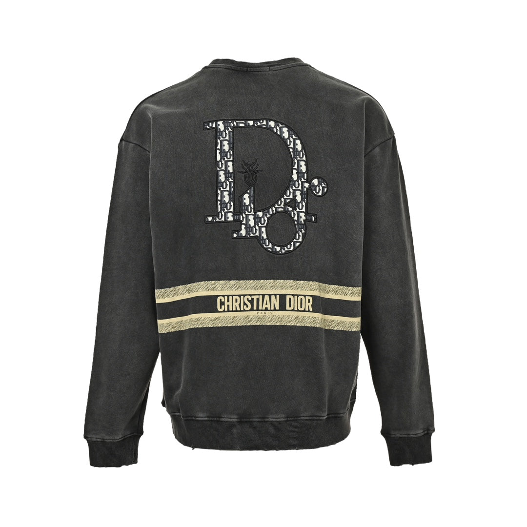 Sweatshirt mit Rundhalsausschnitt und gesticktem Logo in verwaschener Optik