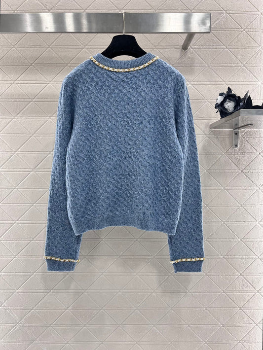 Cárdigan de punto con cadena y cuello en V