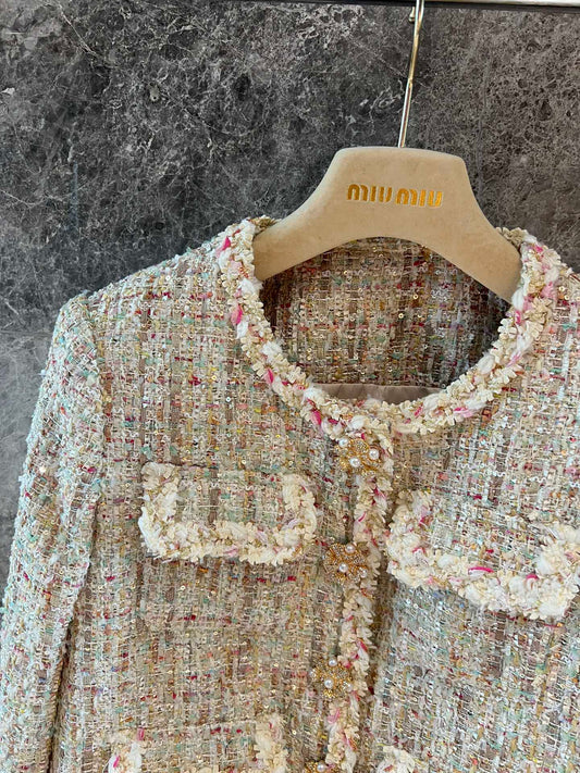 Chaqueta tejida con temperamento de colores mixtos