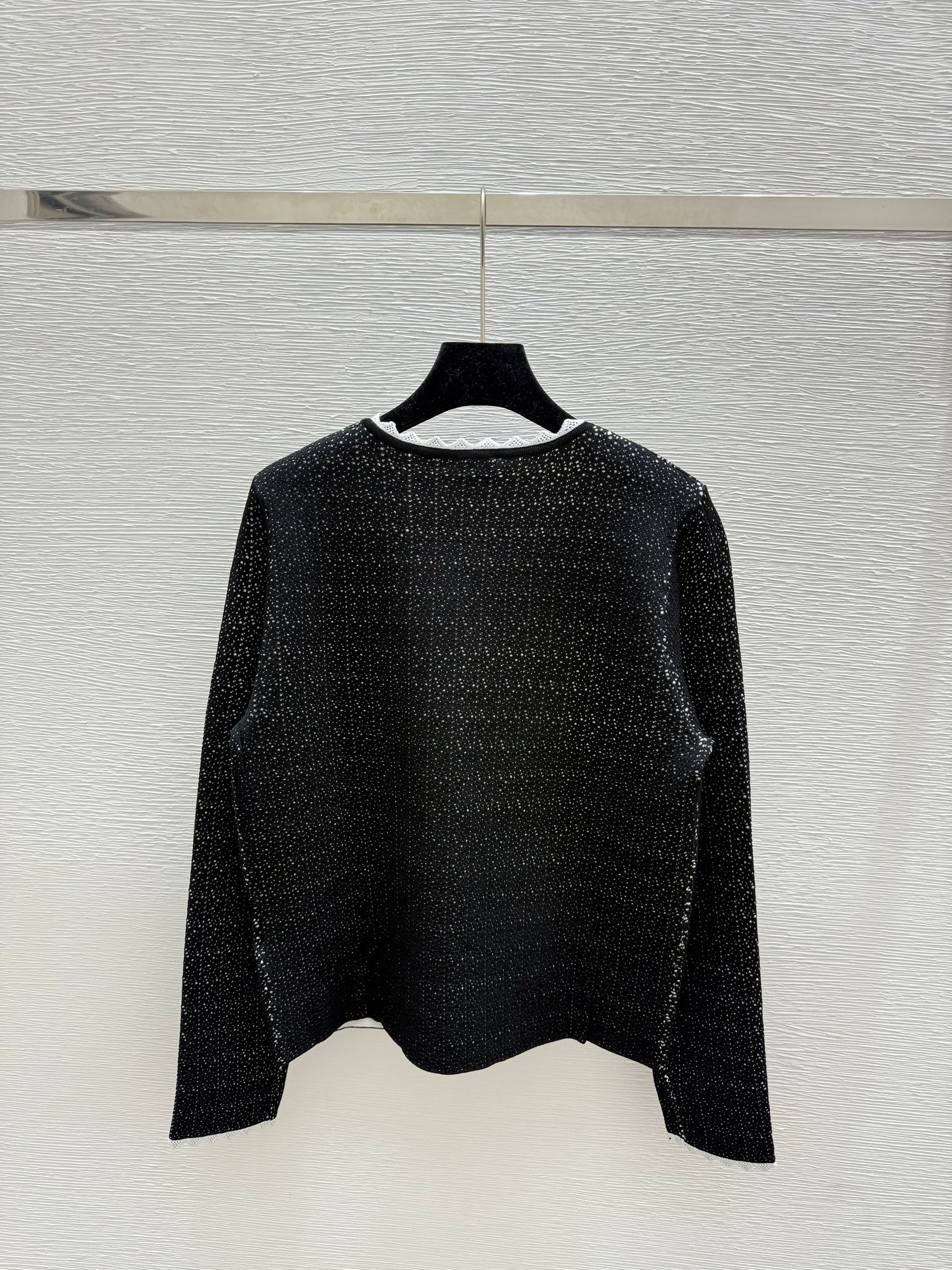 Contrast lace knitted long-sleeved cardigan