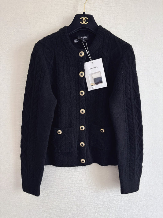 Simple round neck cardigan