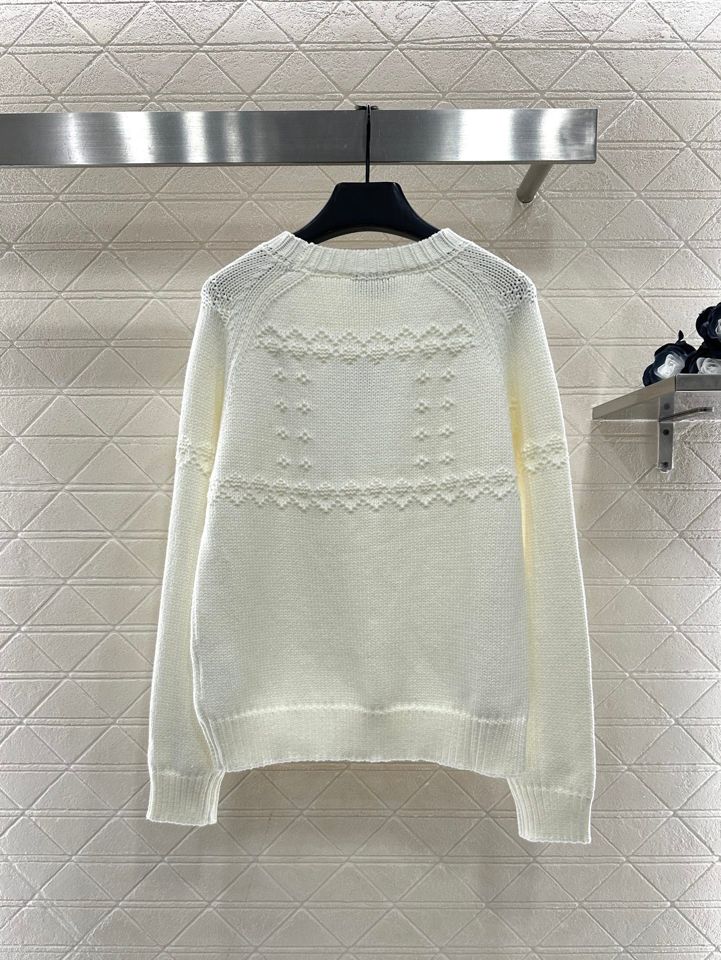 Embroidered Crochet Knit Pullover Sweater