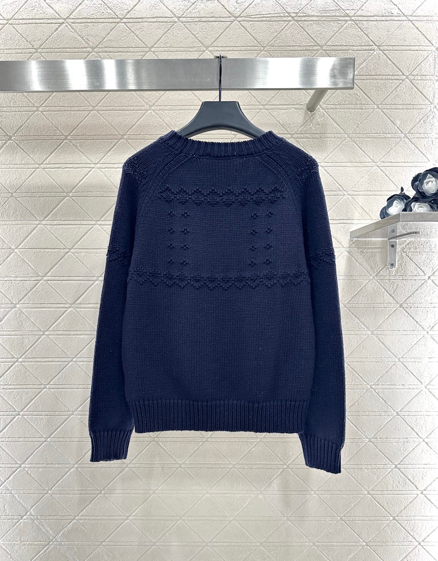 Embroidered Crochet Knit Pullover Sweater