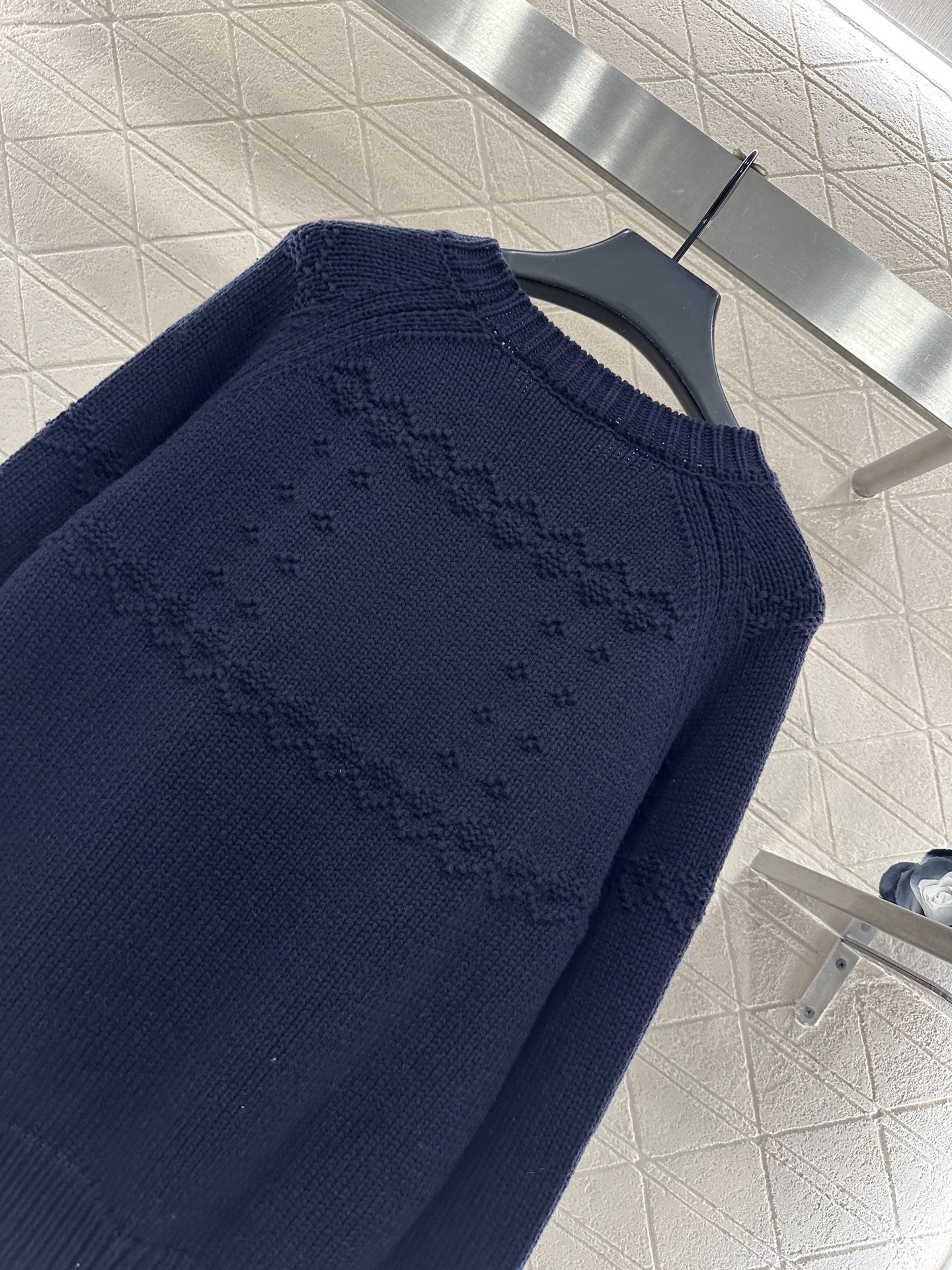 Embroidered Crochet Knit Pullover Sweater