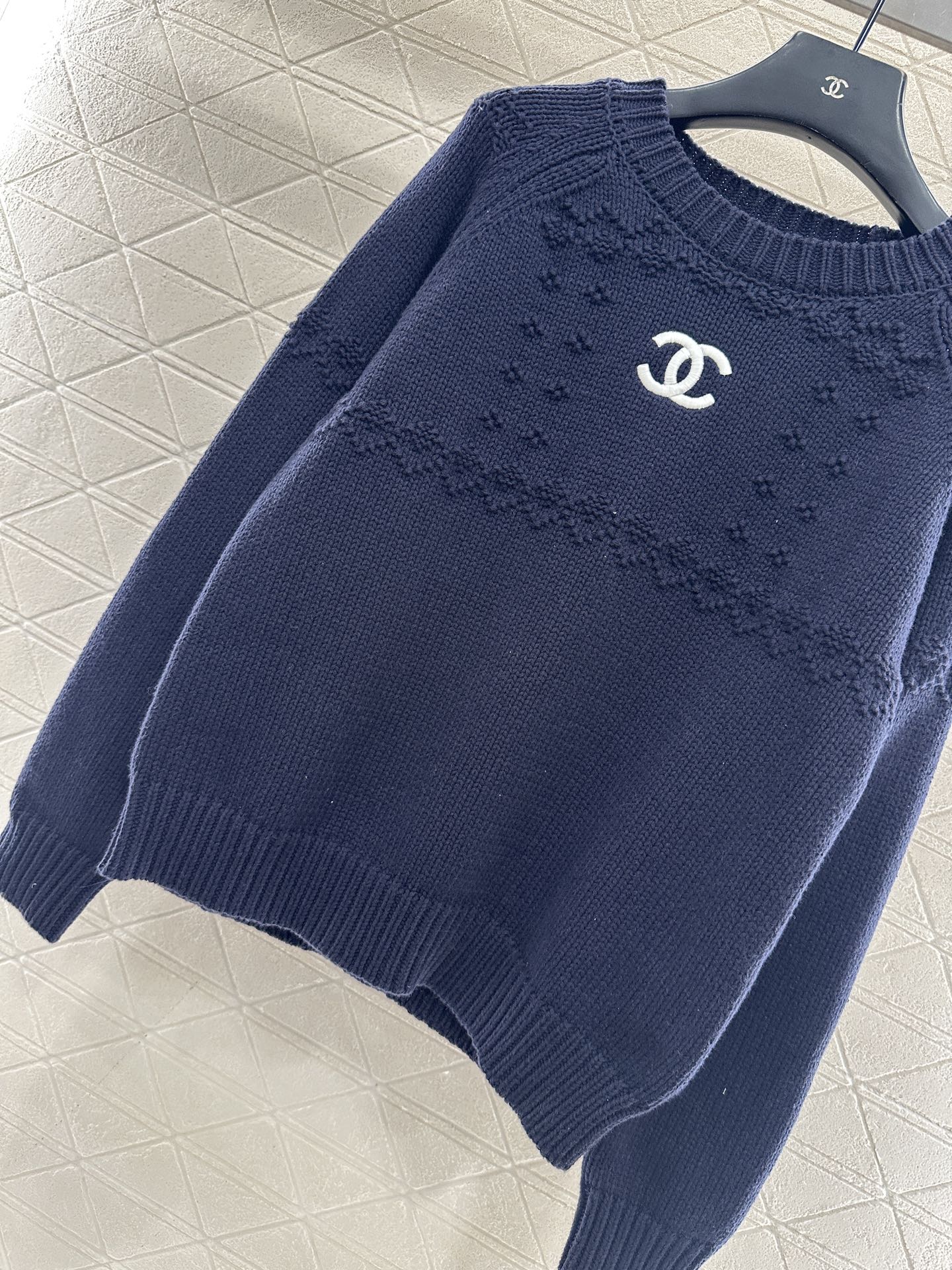 Embroidered Crochet Knit Pullover Sweater