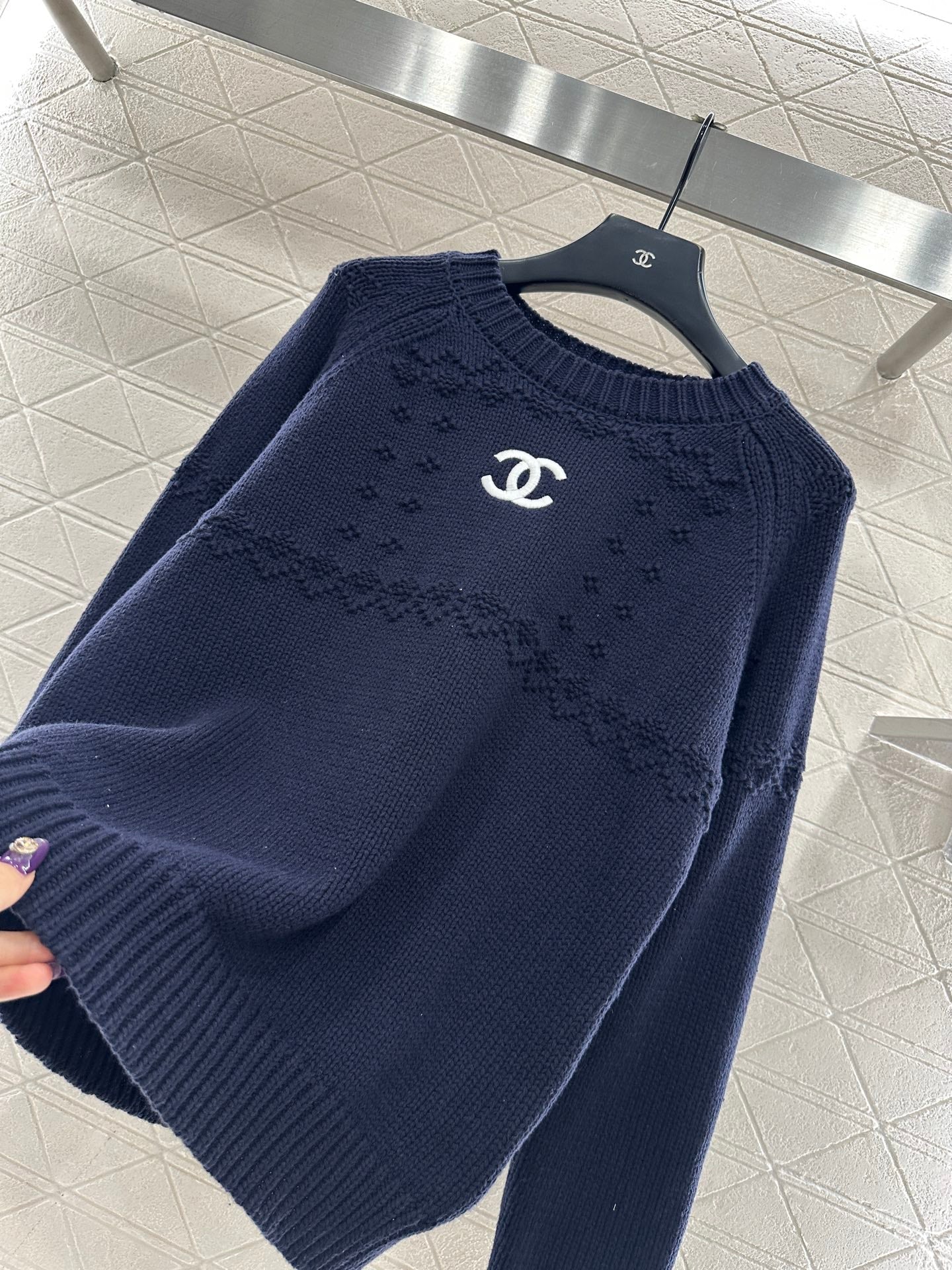 Embroidered Crochet Knit Pullover Sweater