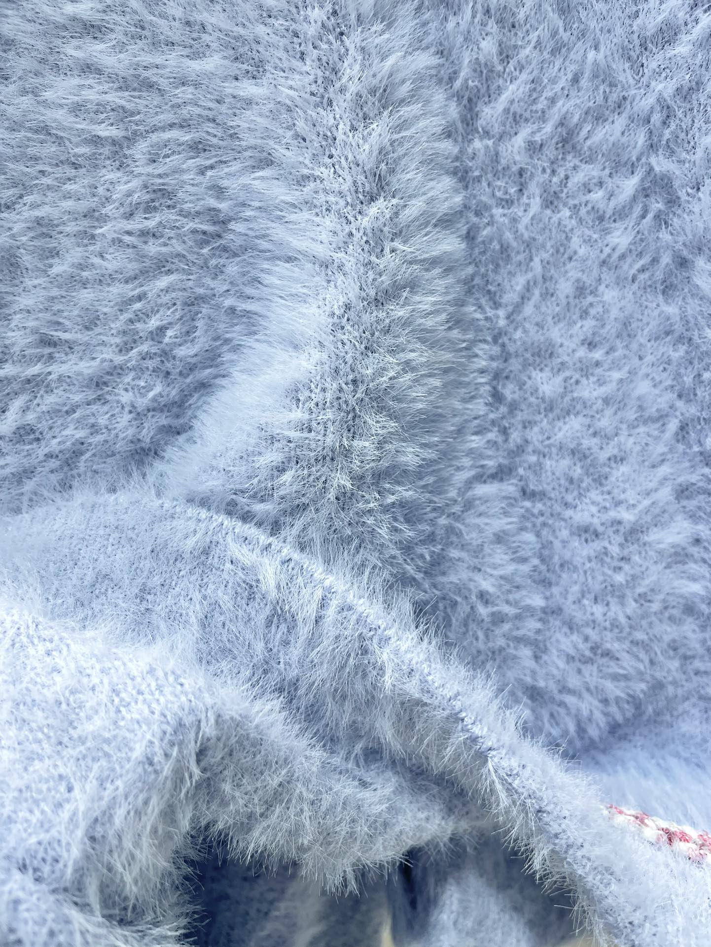 25FW Thick, color-blocked brushed knit cardigan