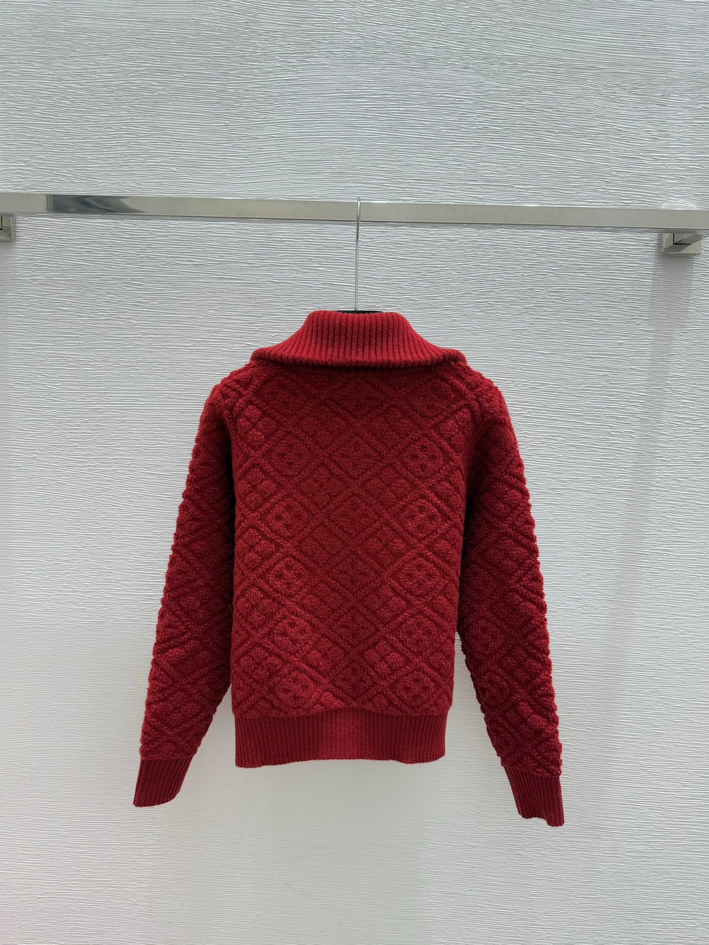🎄Xmas🎄25FW New Red collared knit long-sleeved cardigan