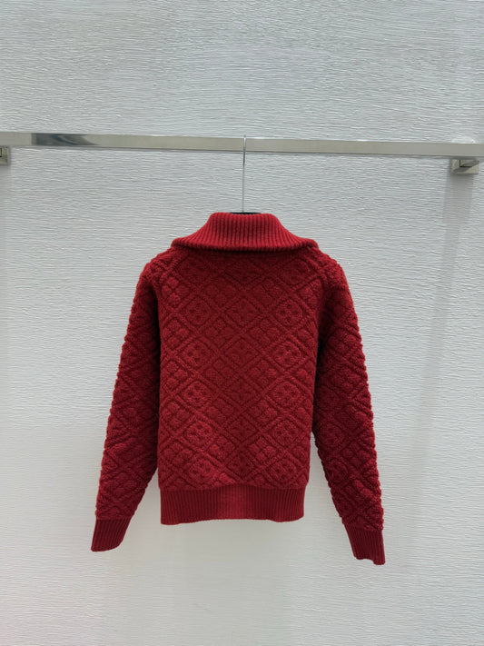 🎄Xmas🎄25FW New Red collared knit long-sleeved cardigan