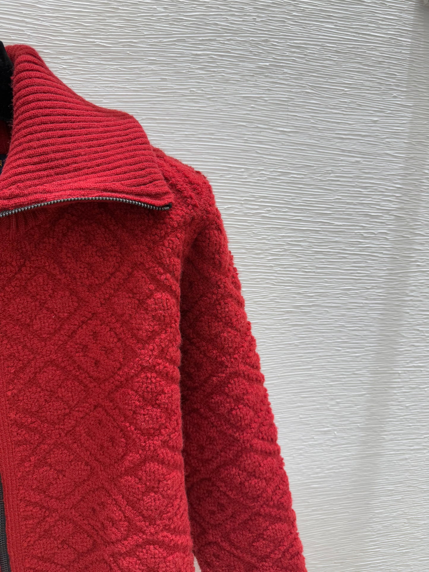 🎄Xmas🎄25FW New Red collared knit long-sleeved cardigan