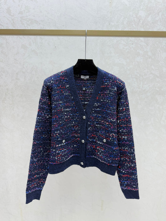 🔥HOT🔥26SS NEW Colorblock V-neck long-sleeved cardigan