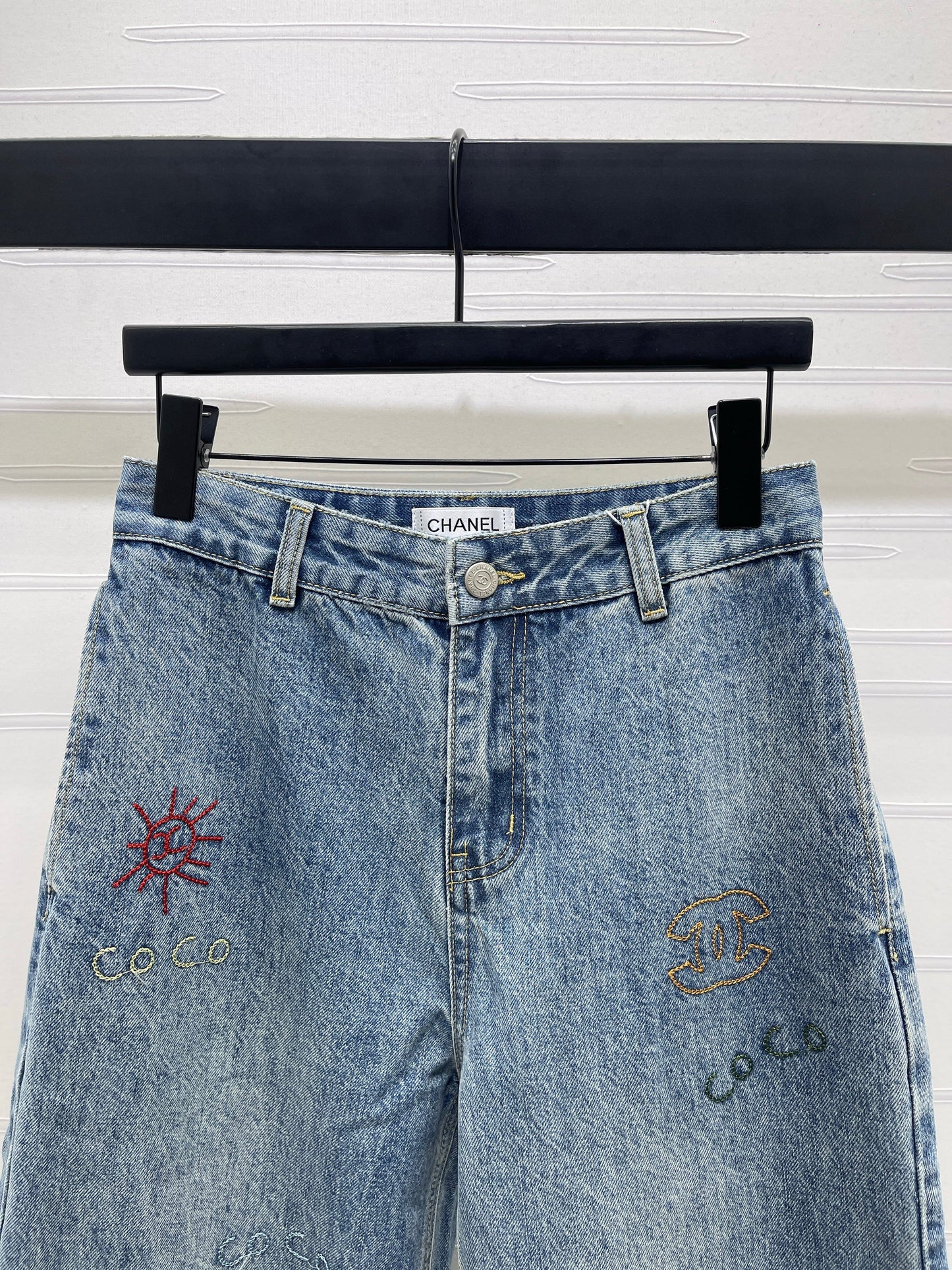 26SS NEW Embroidered pattern wide leg jeans