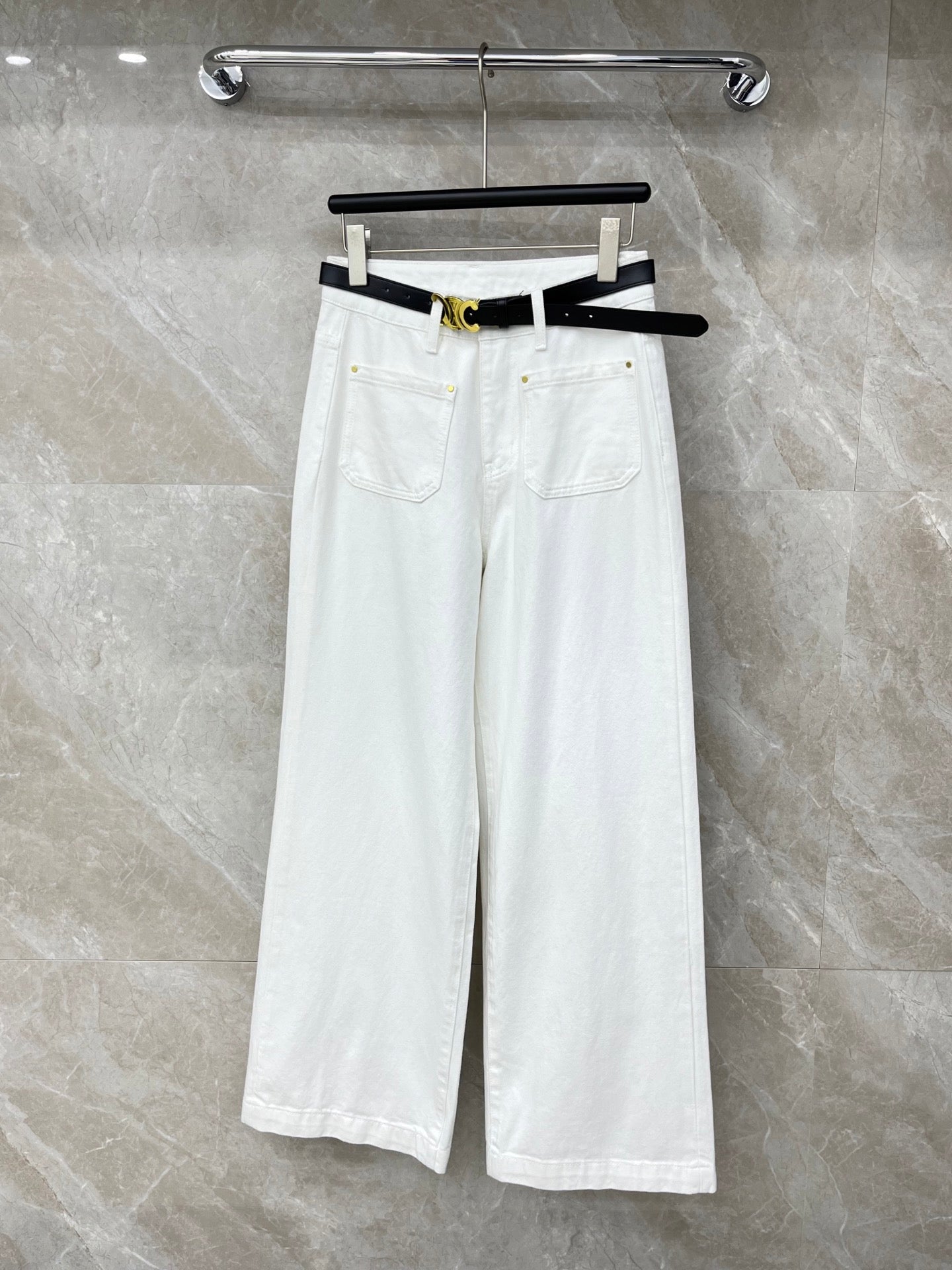 26SS NEW Cream White Vintage Wide Leg Jeans