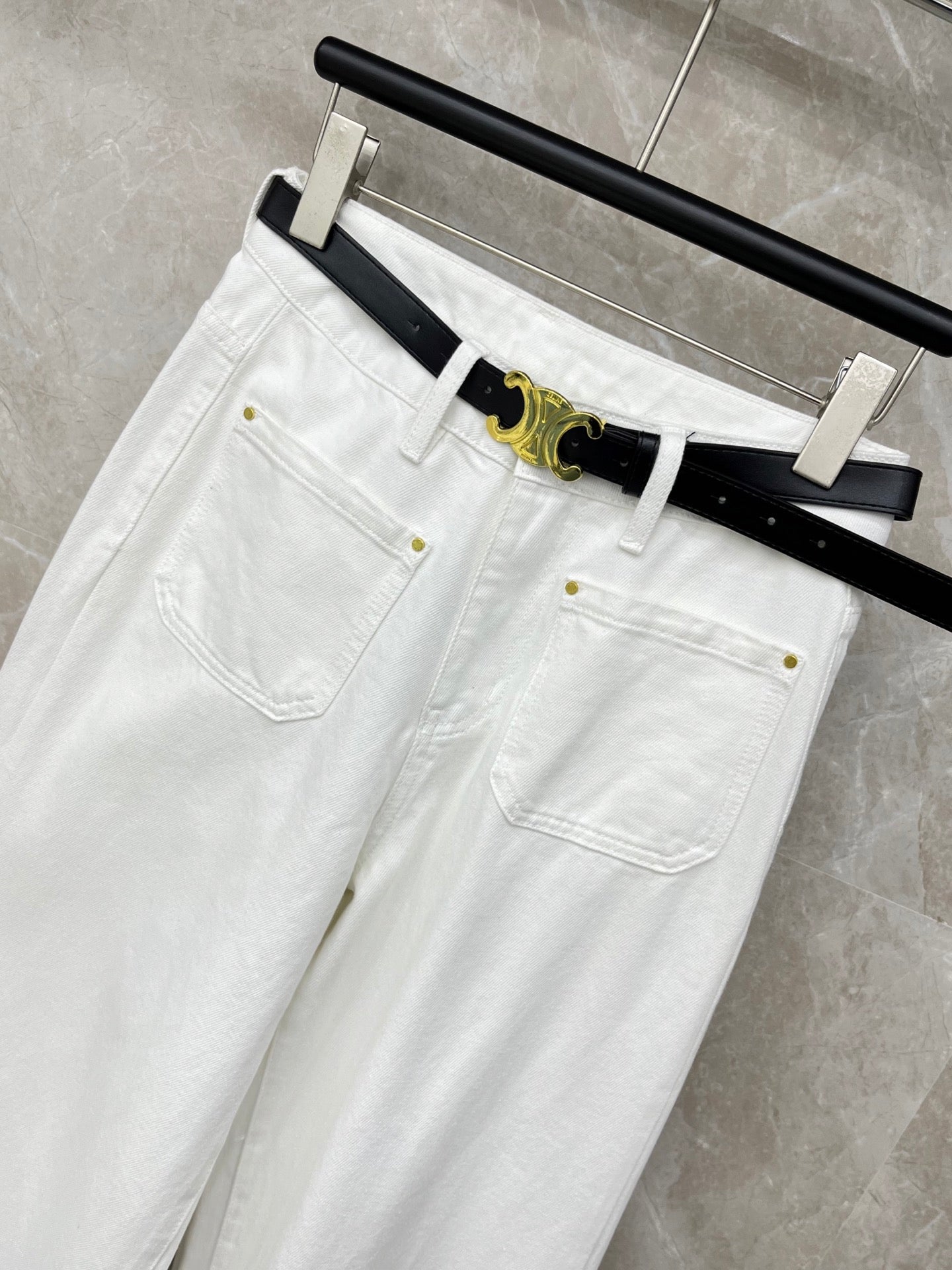 26SS NEW Cream White Vintage Wide Leg Jeans