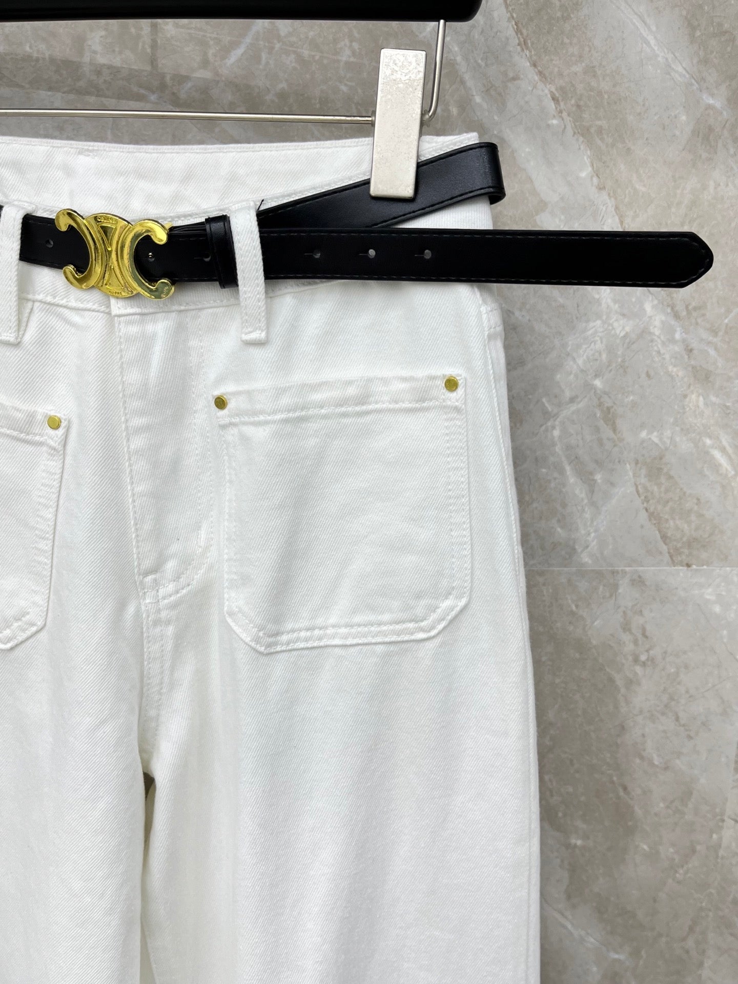 26SS NEW Cream White Vintage Wide Leg Jeans