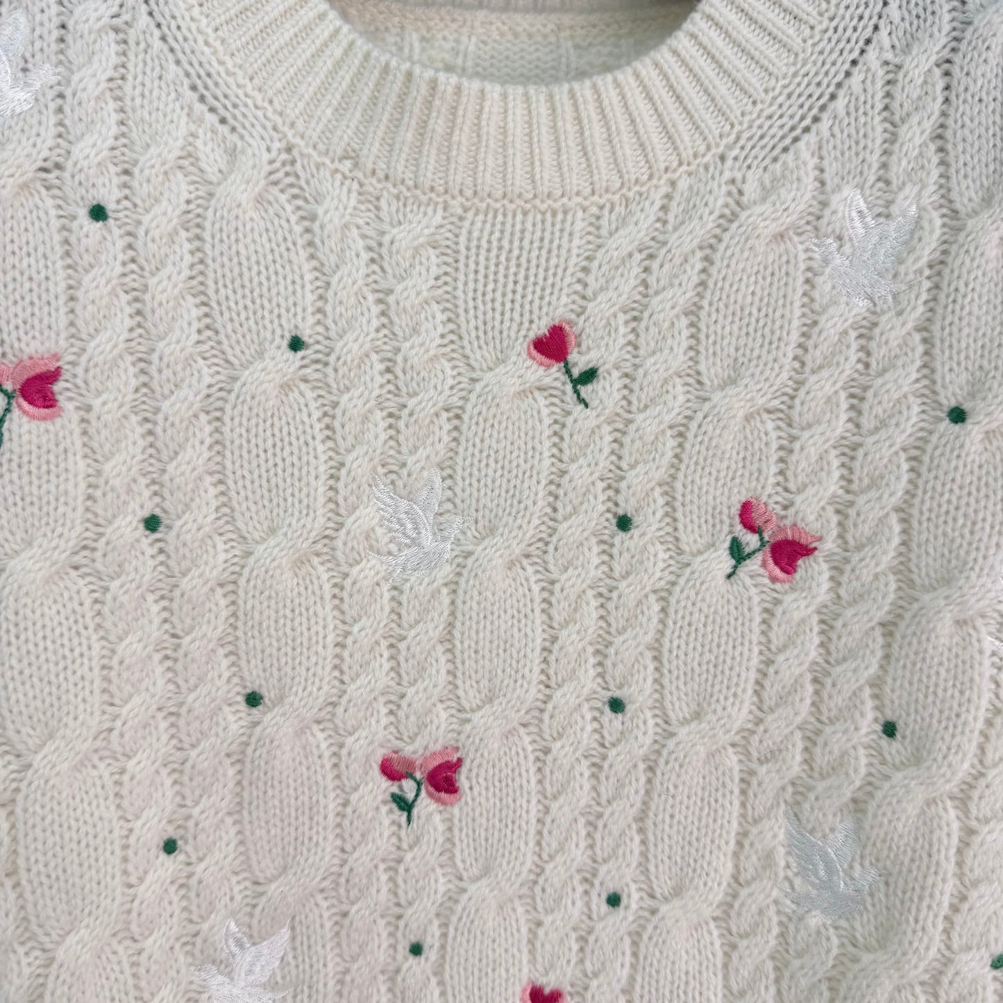 26SS NEW rose embroidered knitted short sleeves