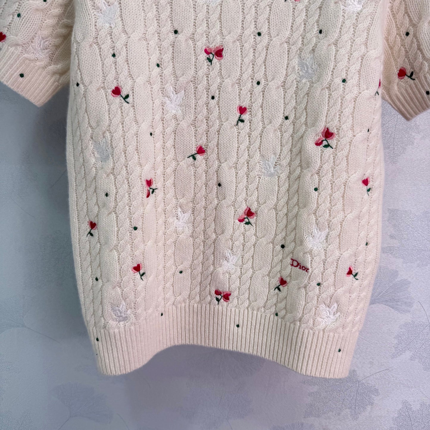 26SS NEW rose embroidered knitted short sleeves