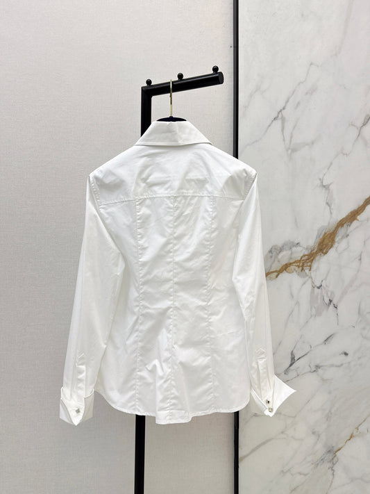 26SS NEW Long point collar minimalist white shirt