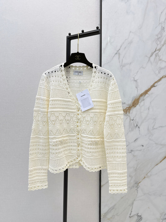 26SS NEW coco girl wear heavy crochet design cardigan