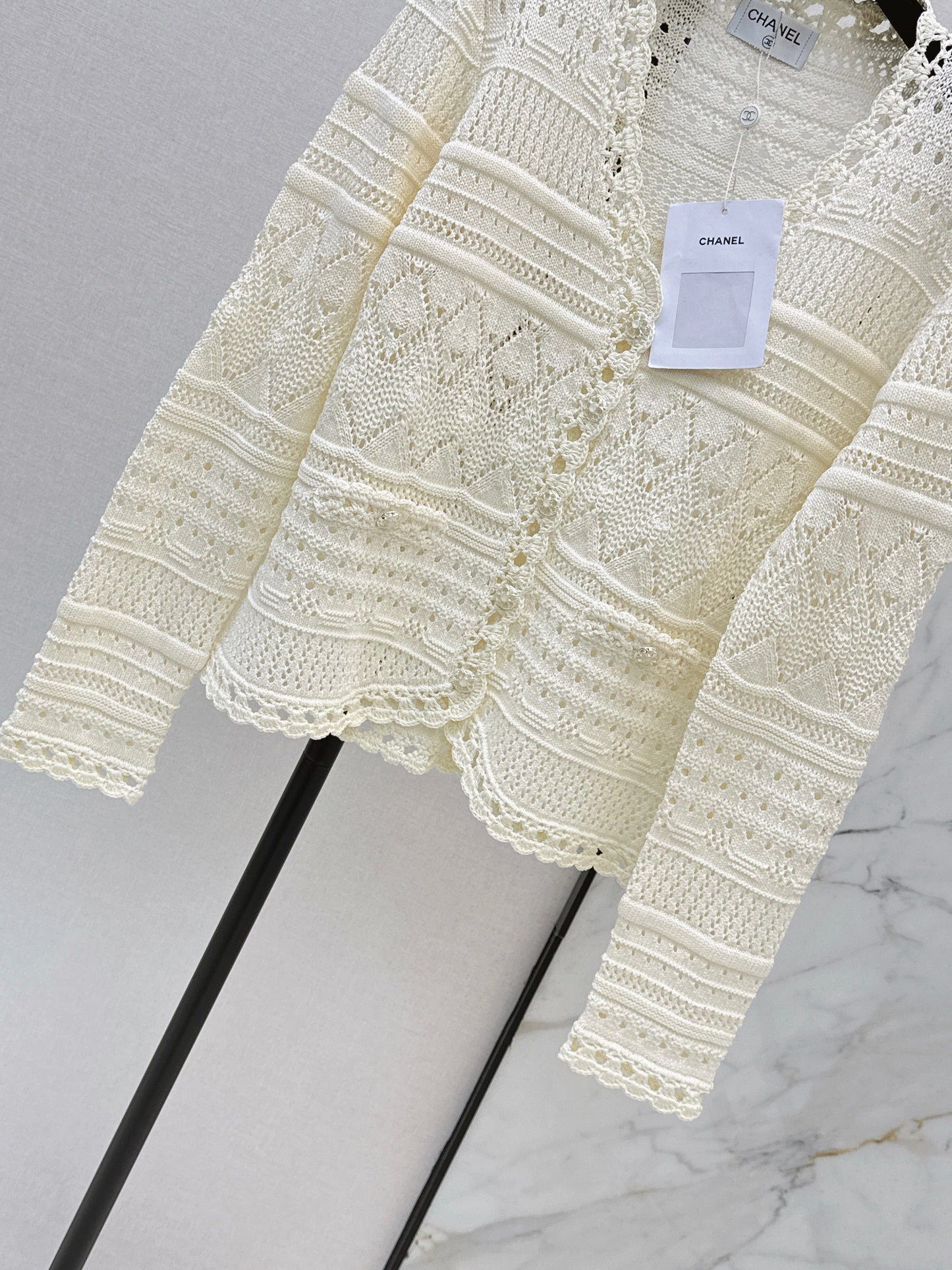 26SS NEUES Coco Girl schweres Häkeldesign Cardigan