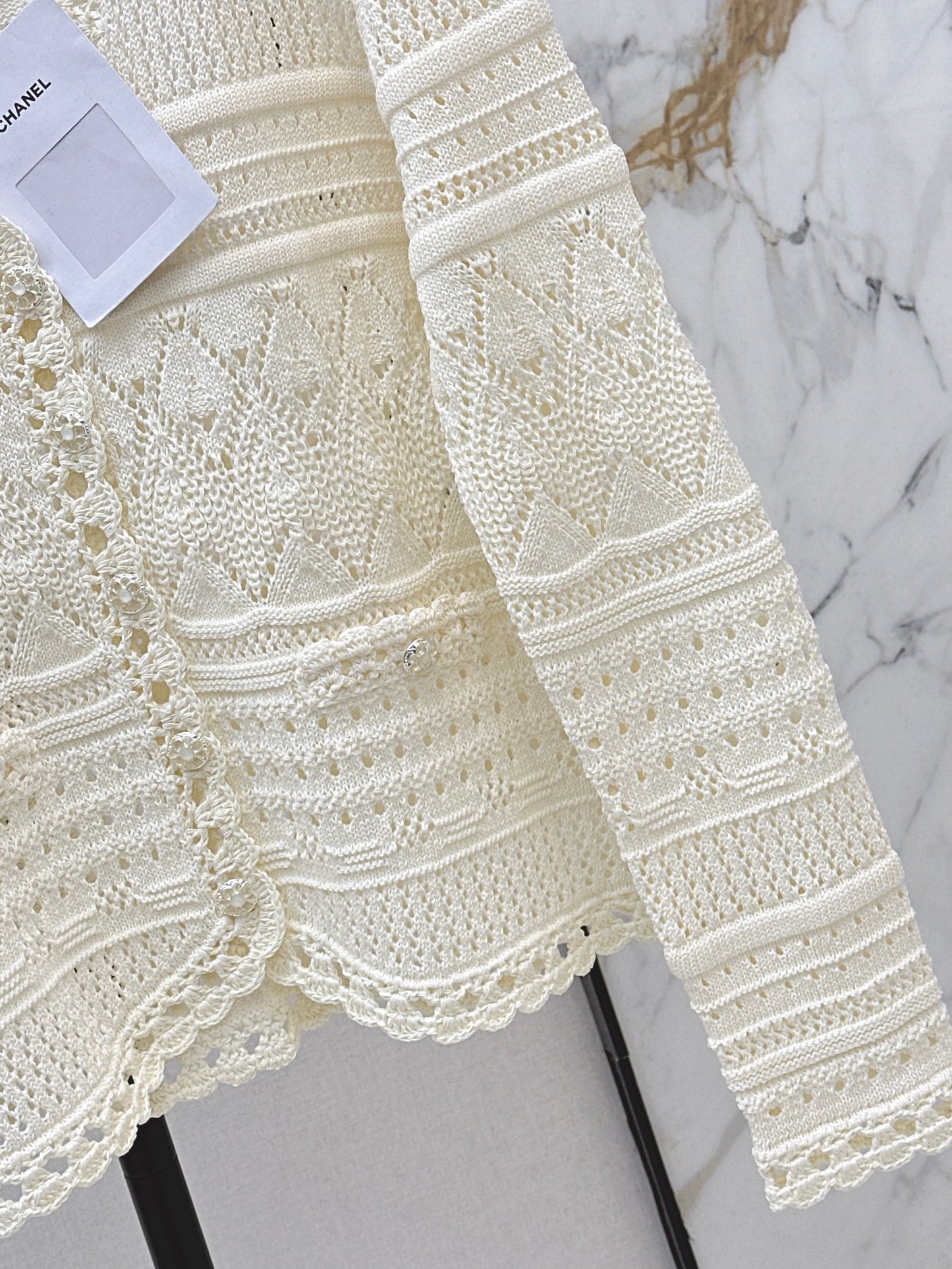 26SS NEUES Coco Girl schweres Häkeldesign Cardigan