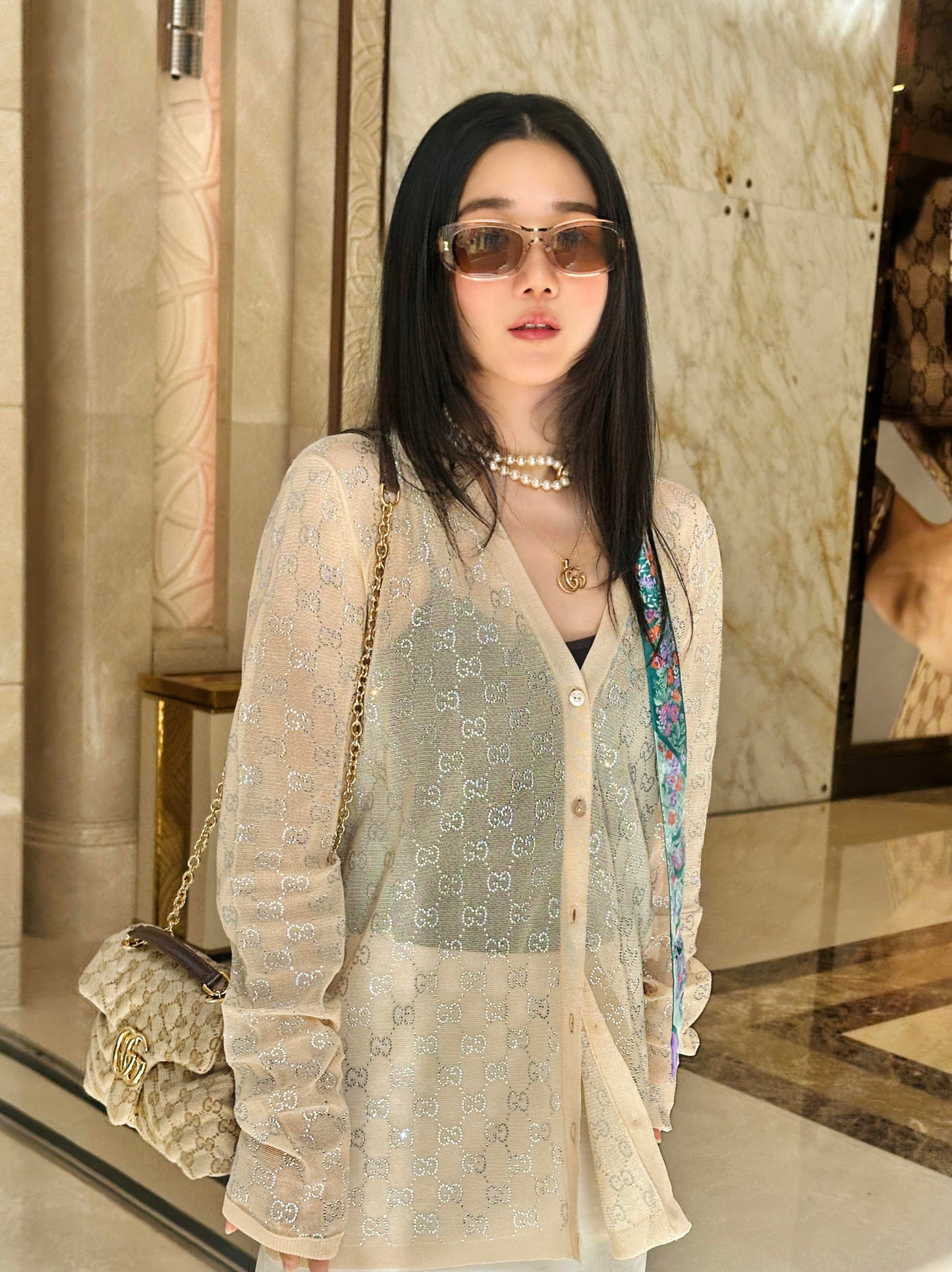 26SS NEW Hot rhinestone knitted V-neck cardigan