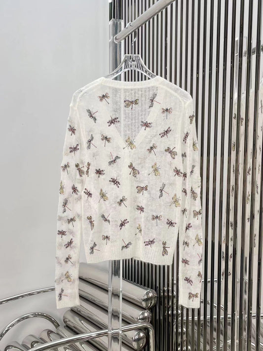 Cárdigan de punto suave estampado