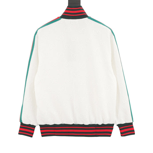 Chaqueta jacquard estampada integral con cinta lateral.