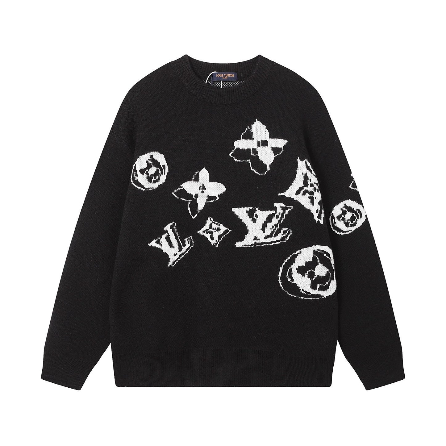 Suéter informal de cuello redondo con diseño jacquard integral.