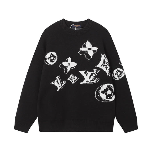 Suéter informal de cuello redondo con diseño jacquard integral.