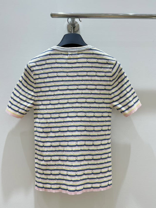 Striped round neck short sleeves