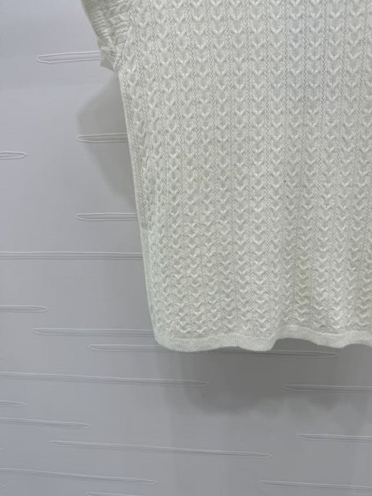 Spring and Summer Small Flying Sleeve Knitted Short Sleeve