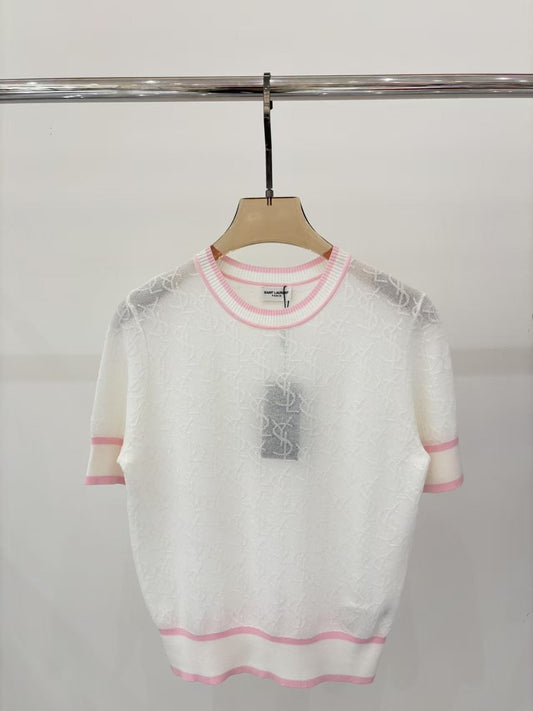 jacquard full print knitted T-shirt