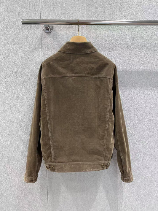 Einreihiger Mantel mit Revers aus Samtdenim