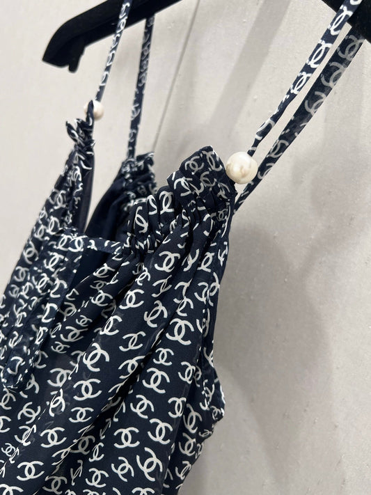 Neu eingetroffen: Trägerloses Tanktop mit Double-C-Allover-Print