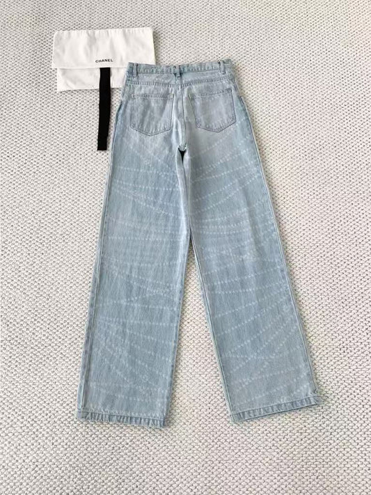 Pearl Print Wide-Leg Jeans