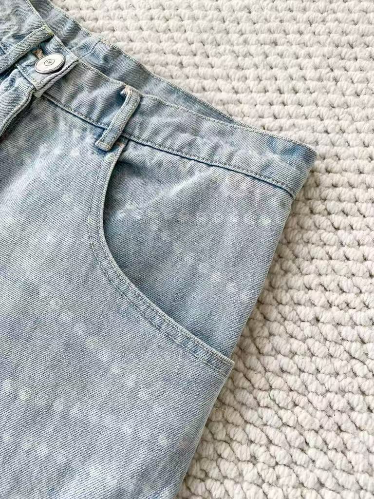 Pearl Print Wide-Leg Jeans
