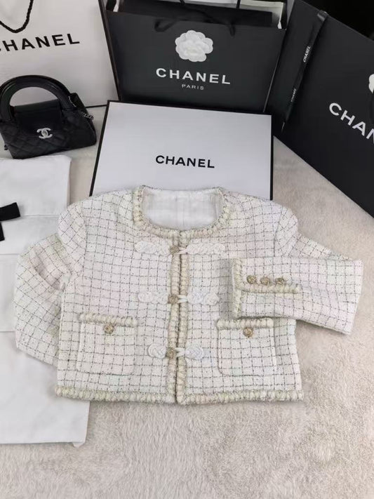 Plaid white coat