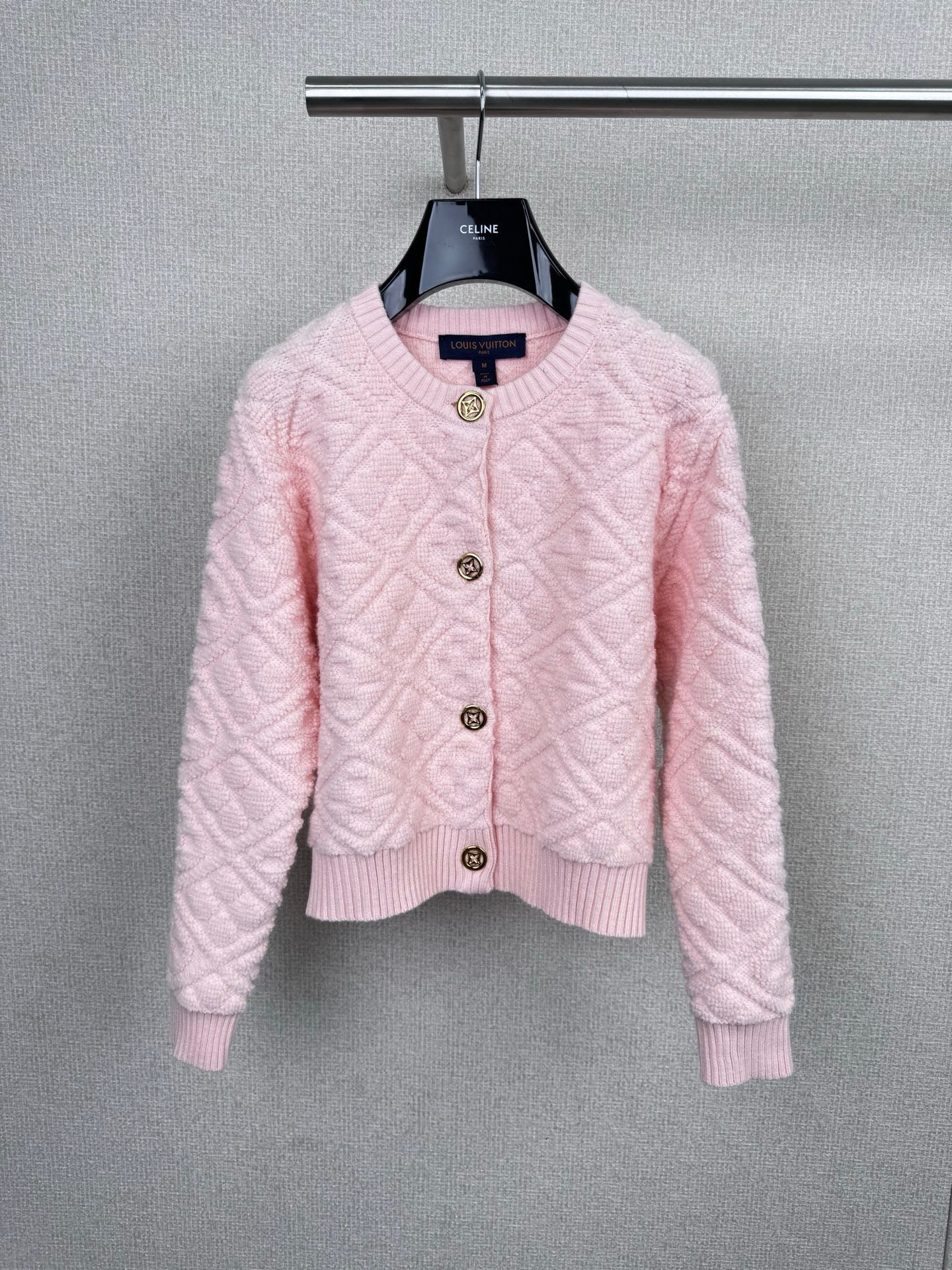 Winter SKI series pink embossed knitted cardigan