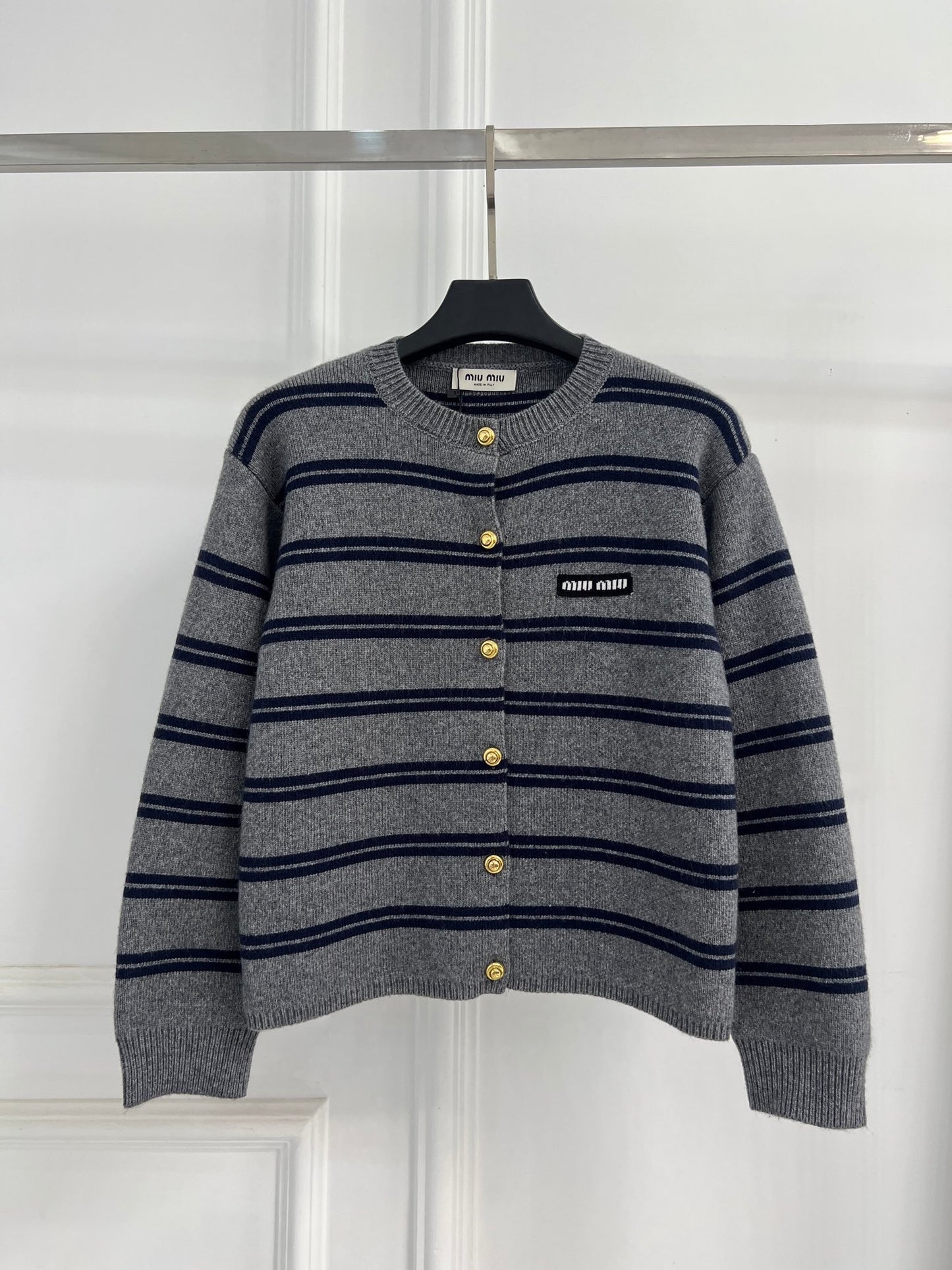 Striped Crew Neck Cardigan