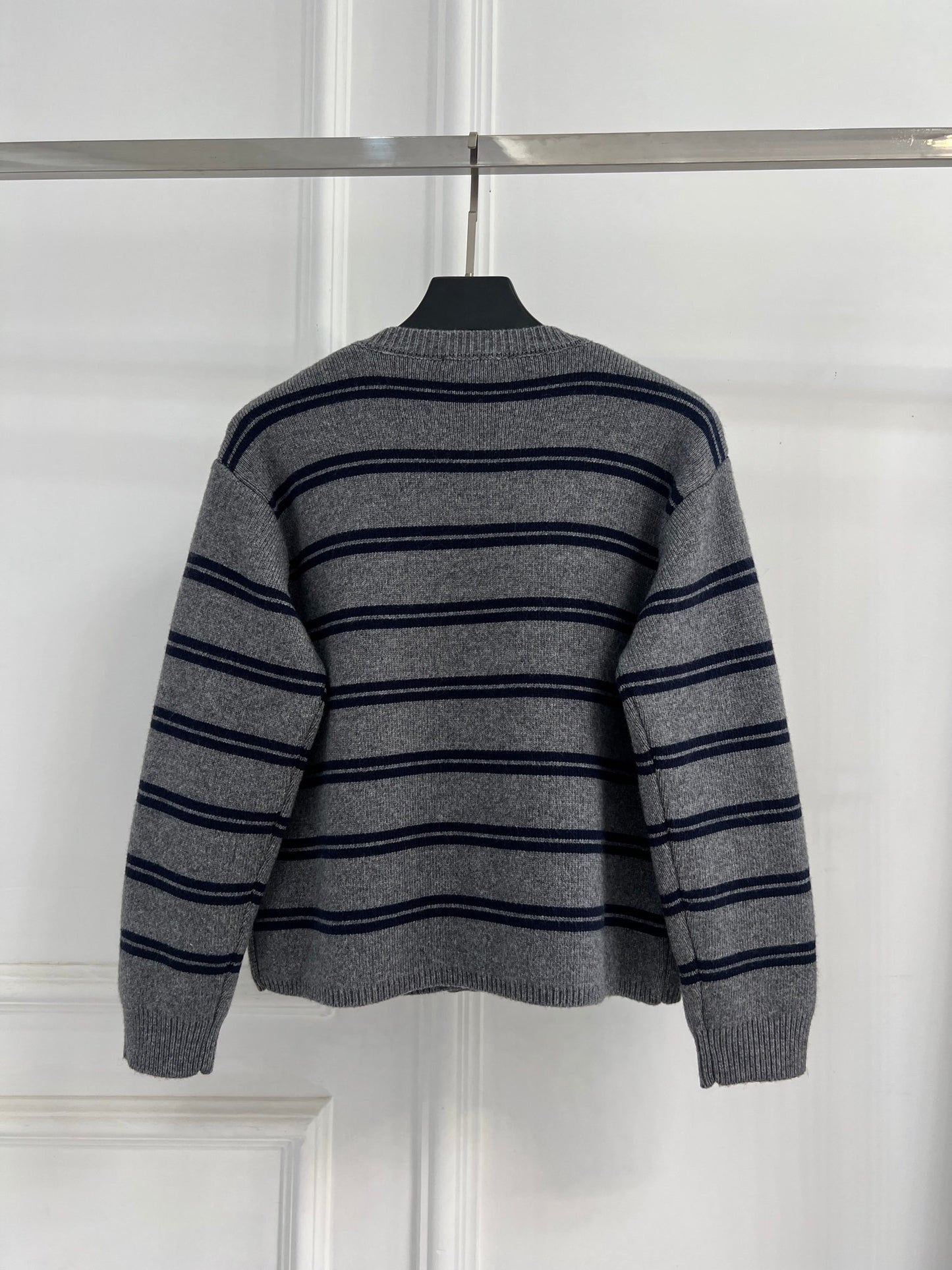 Striped Crew Neck Cardigan