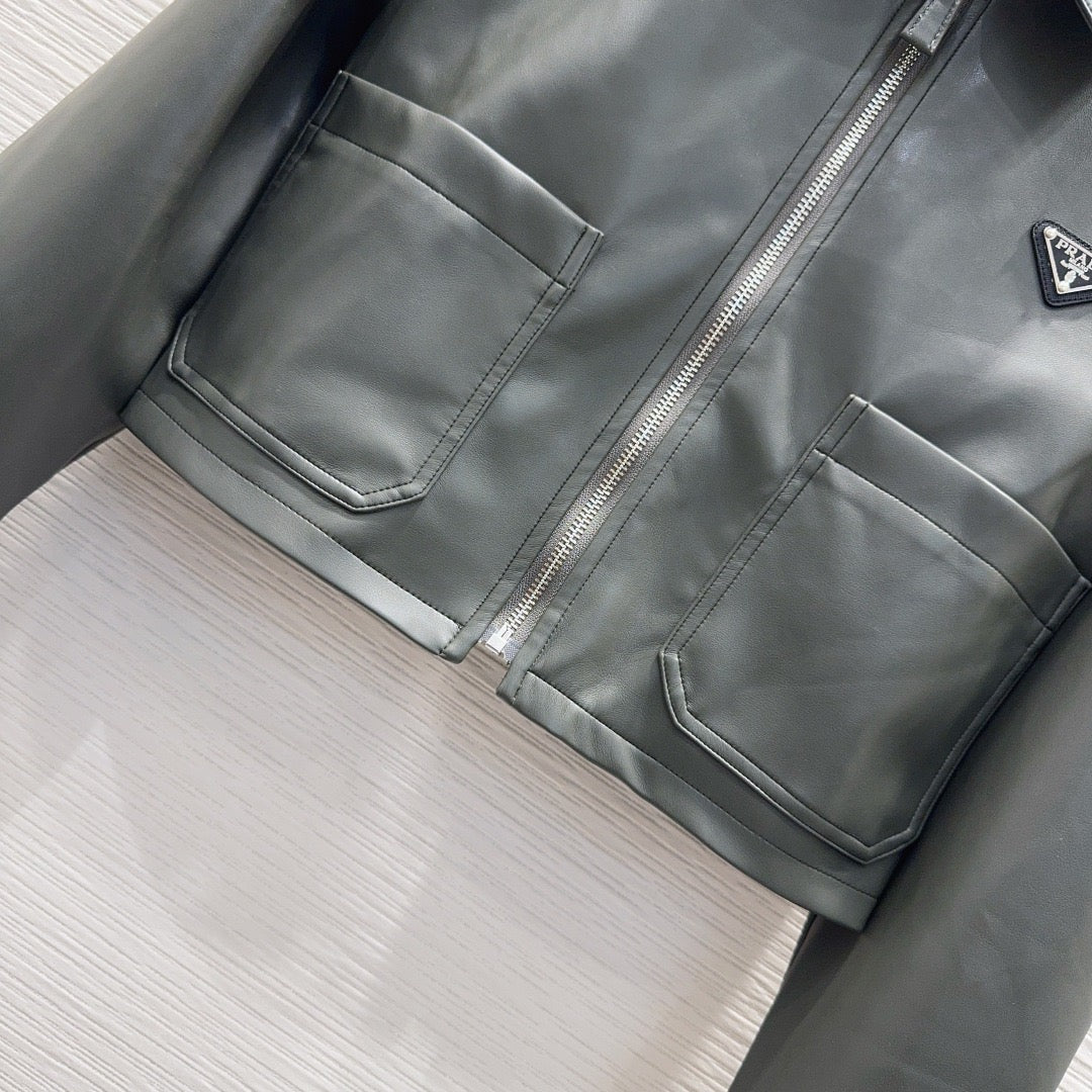 Nueva chaqueta de cuero con cremallera