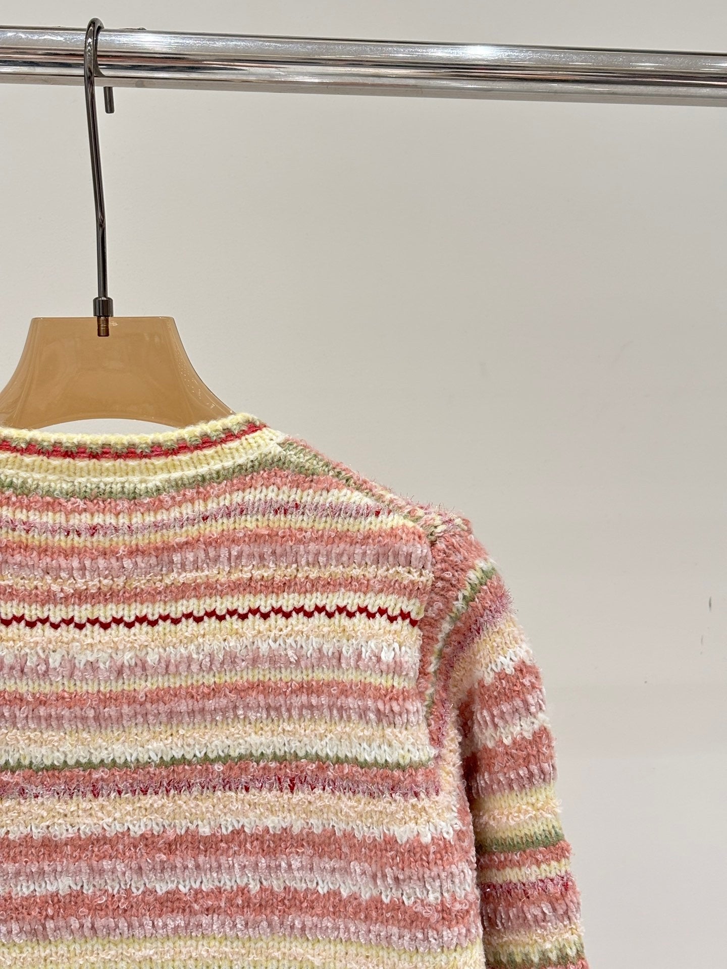 2025 New Round Neck Striped Casual Knit Cardigan