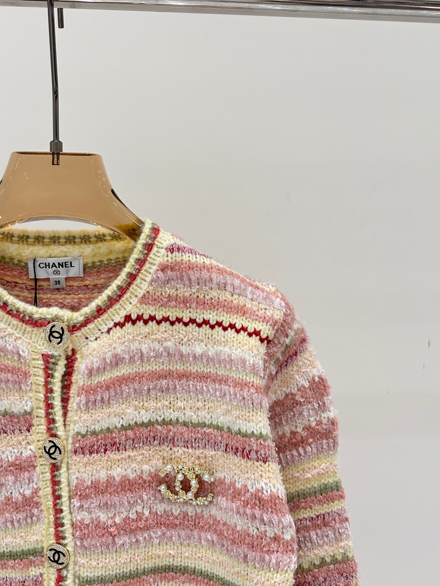 2025 New Round Neck Striped Casual Knit Cardigan